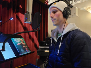 Evan Jarvis recording the audiobook of Mastering Small Stakes Cash Games