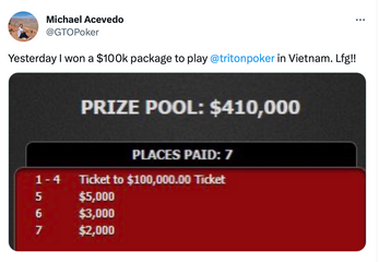 Michael Acevedo wins $100k Triton Poker package
